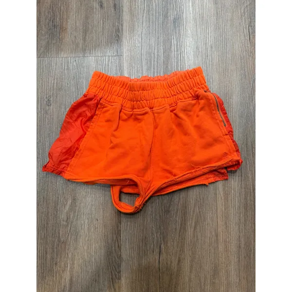 Free People Movement‎ Orange Athletic Shorts Flowy Sheer Overlay Size XS - Image 2