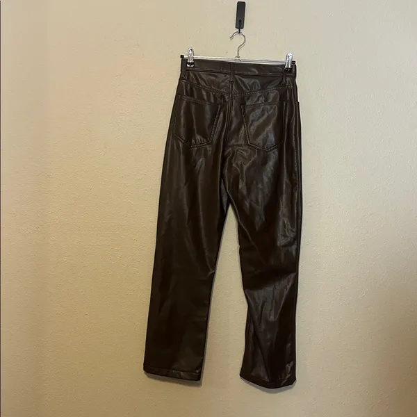 Abercrombie & Fitch The 90’s Straight Ultra High Rise‎ Faux Leather Pant Size 27 - Image 6