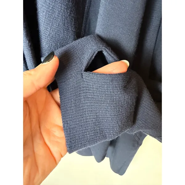 Quince French Terry Modal Cardigan Women Medium Navy Thumbholes Open Front - Image 8