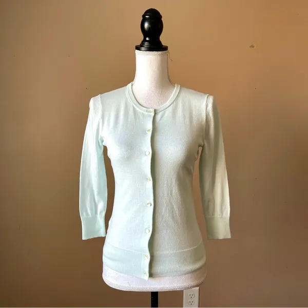 ANN TAYLOR | Light Teal Button Down Cardigan Sweater Sz XSP - Image 2