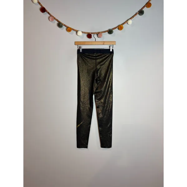 Nike Pro metallic gold and black logo leggings - Image 2