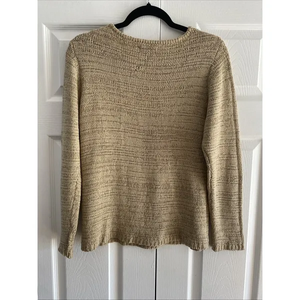 Chico's Design Silk Blend Knit Sweater Womens Size L 2 Tan‎ Beige Vtg Crewneck - Image 6