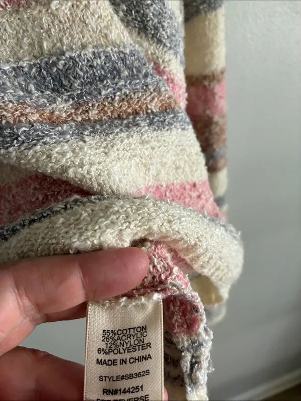 Sincerely Jules Striped Boucle Sweater Medium Oversized Cropped Cozy Knit - Image 4