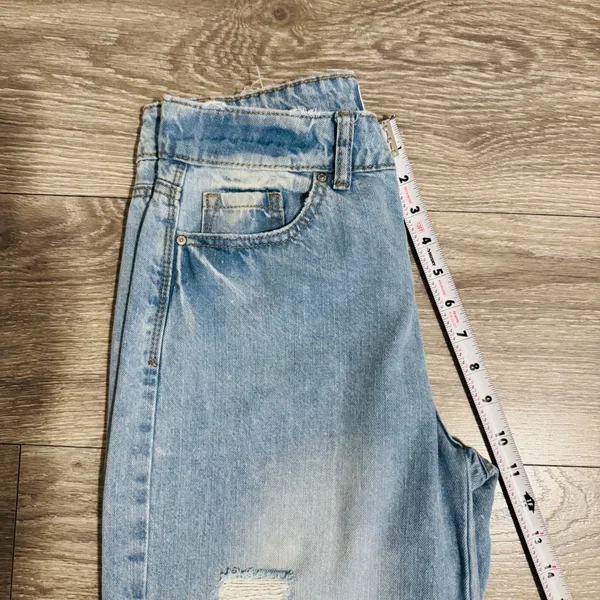 RSQ Womens Mid Waisted Wide Leg‎ Distressed Jeans Blue Size 25 Organic Cotton - Image 9