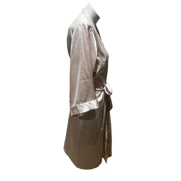 Luxury Silky Satin 'Mother of the Bride' Robe Pink L/XL 3/4 Sleeve Tie Closure - Image 3