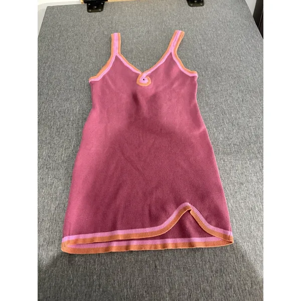 Free People Beach Pink Blair Sweater Knit Mini Dress Sz L Vacation Coastal - Image 2