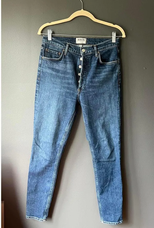 AGOLDE High Rise Buttonfly Denim Jeans - Image 2