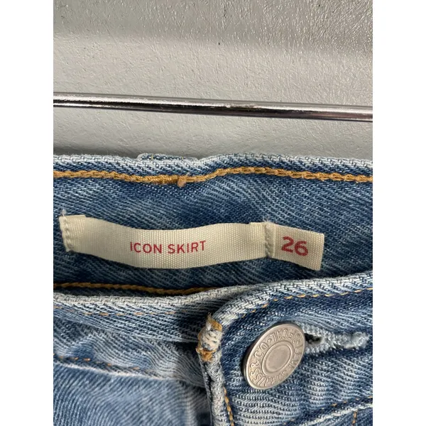 Levi's Womens Icon Skirt Denim Mini Button Fly Blue 26 - Image 4