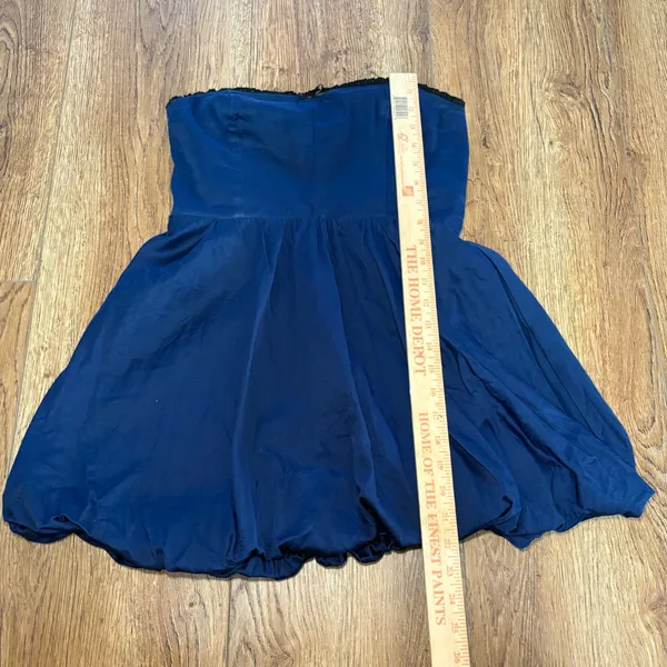 Altar'd State Strapless‎ Babydoll Mini Dress Lace Trim Blue Bubble Hem Sz M USA - Image 5