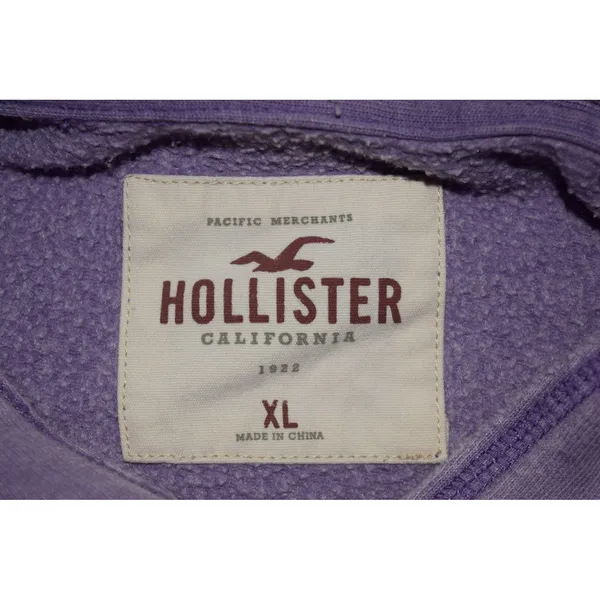 Hollister Short Sleeve Hoodie Womens XL Purple Good Distressed Raw Hem Y2K - Image 7