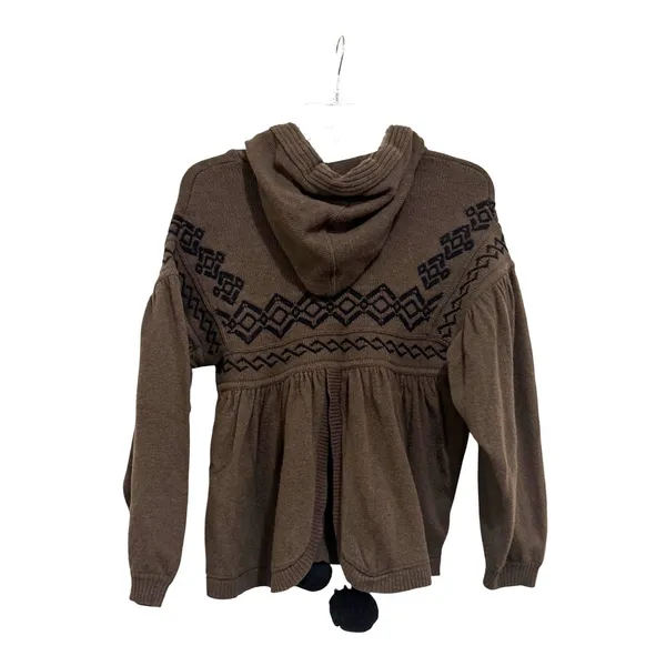 Diesel Brown Wool Blend Embroidered Pom Pom Babydoll Hoodie Sweater Small - Image 2