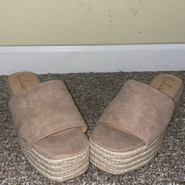 Womens Like New Lulus O'Ahu 2 Mauve Suede Espadrille Platforms - Image 5