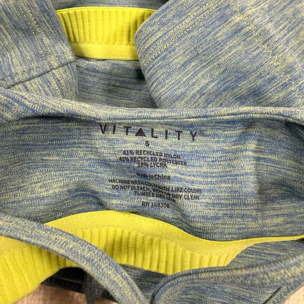 Vitality Womens Blue Space Dye Crop Tank Top Racerback Built-in Bra Small - Image 3