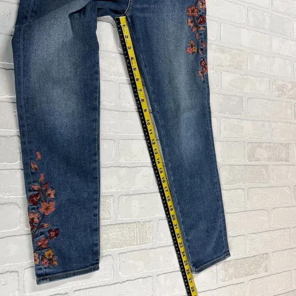 Driftwood Jackie Floral Embroidered High Rise Skinny Jeans‎ Womens 28 Blue Ankle - Image 4