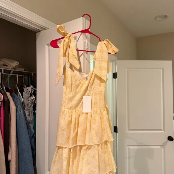 Sofie the Label Dalia Yellow Gingham Tiered Maxi Dress - Image 9