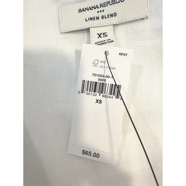 Banana Republic Linen Blend Top Women XS White Square Neck Tank Shell Minimalist - Image 4