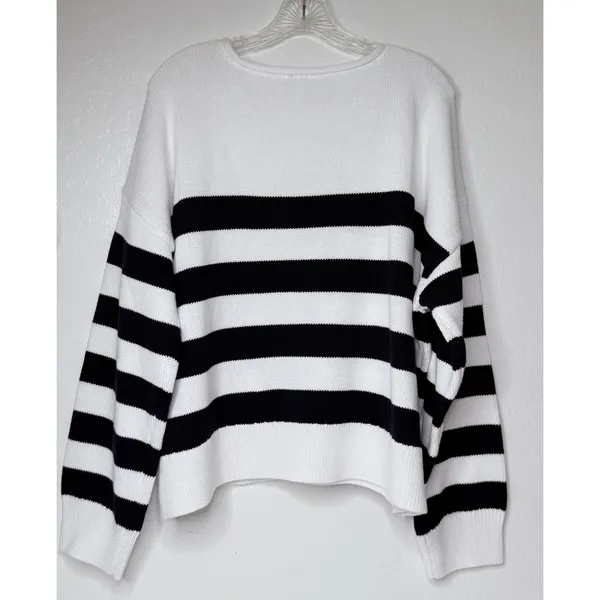 Cece‎ Sweater Women XL Striped Blue White Boxy Nautical Beach Casual Preppy New - Image 2