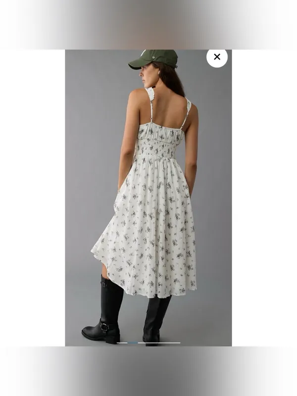 NWT AE Corset Floral Midi Dress White Medium American Eagle Maxi Sleeveless - Image 10