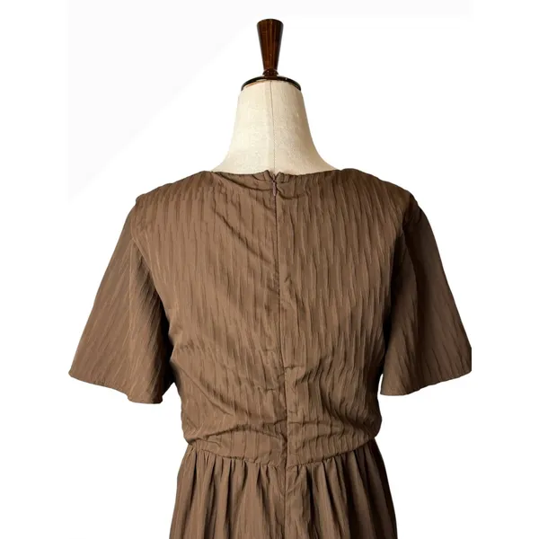 Showpo Cryzel Midi Dress Women 4 Brown Flutter Sleeve Tiered Boho Minimalist - Image 6