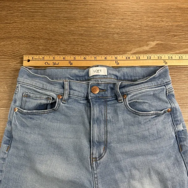 LOFT Outlet Jeans Women's 4 Light Wash High Rise Crop Kick Flare Stretch Denim - Image 7