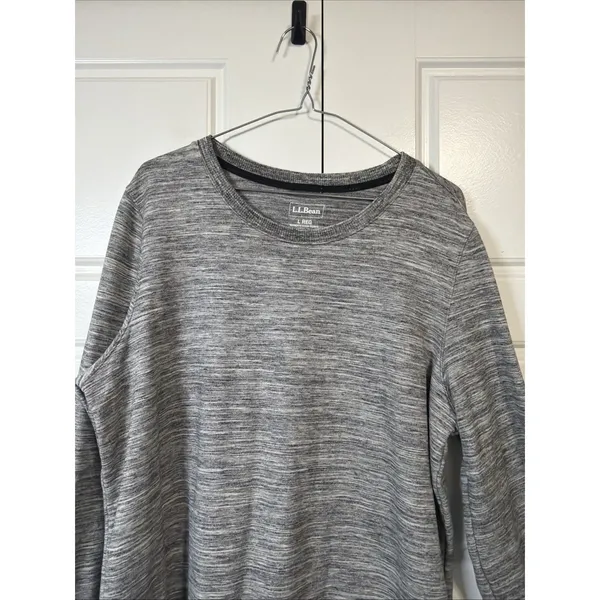 LL Bean Pullover Top Womens Large Gray Space Dye Long Sleeve Tunic 511671 - Image 4