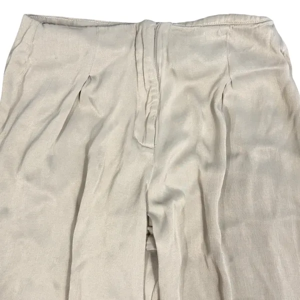 Zara Wide Leg Pants Womens XS Beige High Rise Pleated Flowy Pull On - Image 2