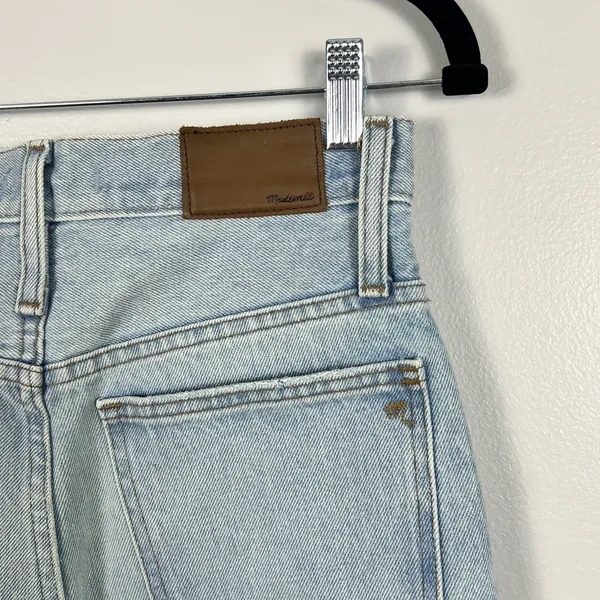 Madewell Classic‎ Straight Jeans Size 25 Blue Distressed High Rise Rigid Denim - Image 11