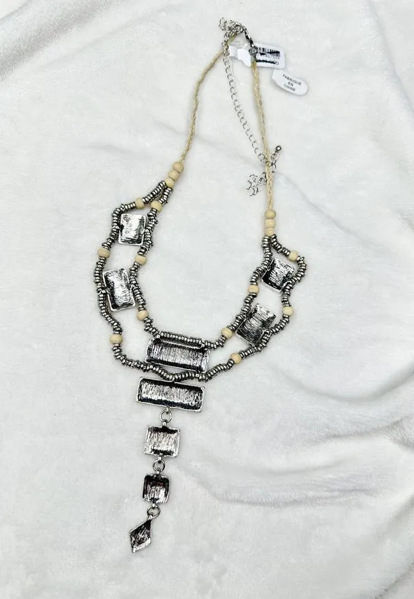NEW Free People Lately Necklace Mother of Pearl Bohemian Goddess Layered Silver - Image 5