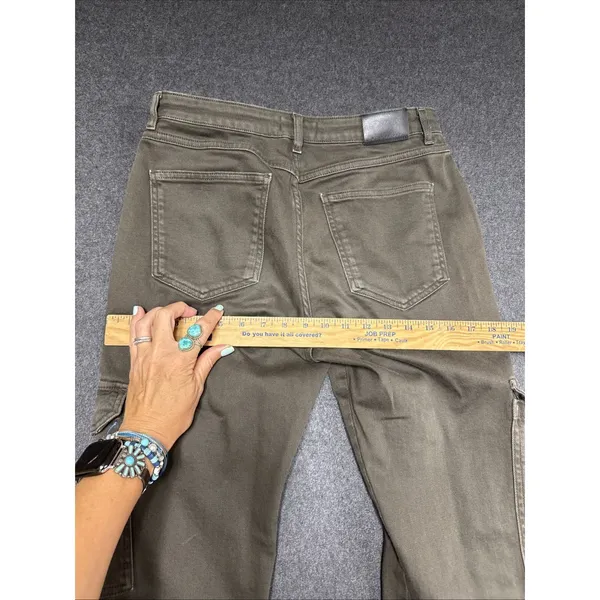Mint Velvet Khaki Cargo Straight Slim Jeans Women's 8R uk 12R Combat Utility‎ - Image 9