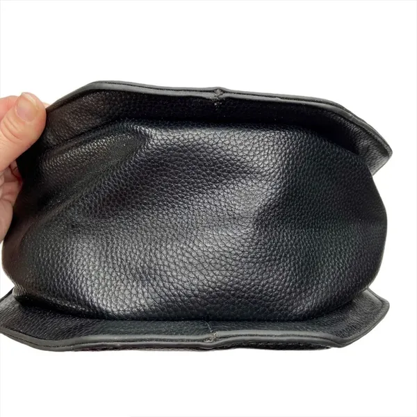 Black Faux Leather Structured Metal Handle Purse Bag - Image 2