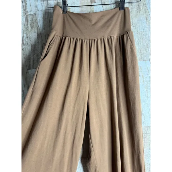 Gracyoga‎ Brown Wide Leg Yoga Pants Small High Waist Lounge Trousers Pockets - Image 3