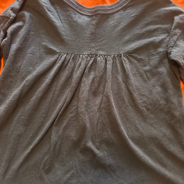 Free People nwot‎ black long sleeve cotton shirt purple stitching size a - Image 8