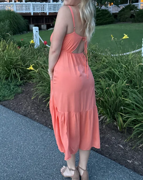 vintage orange maxi dress - Image 2