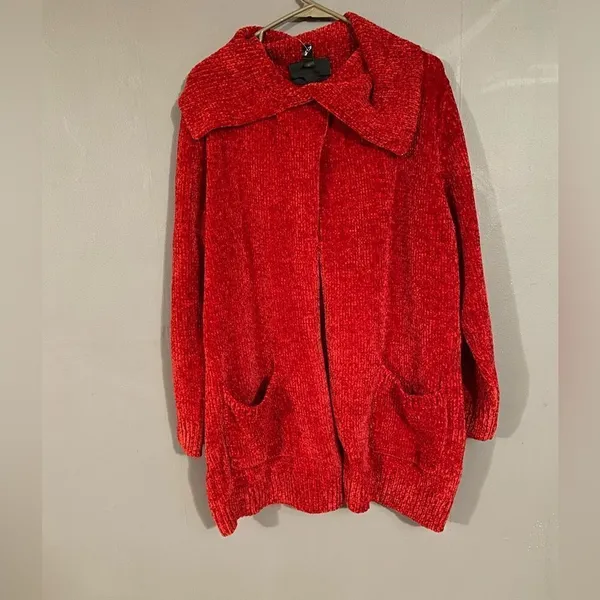 Anthony Original Red Open Front Collard Cardigan Size Large NWT - Image 2