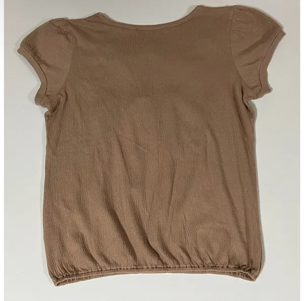 Brown Crochet Boho Short Sleeve Shirt Top Blouse Tee Size M 🤎 - Image 2