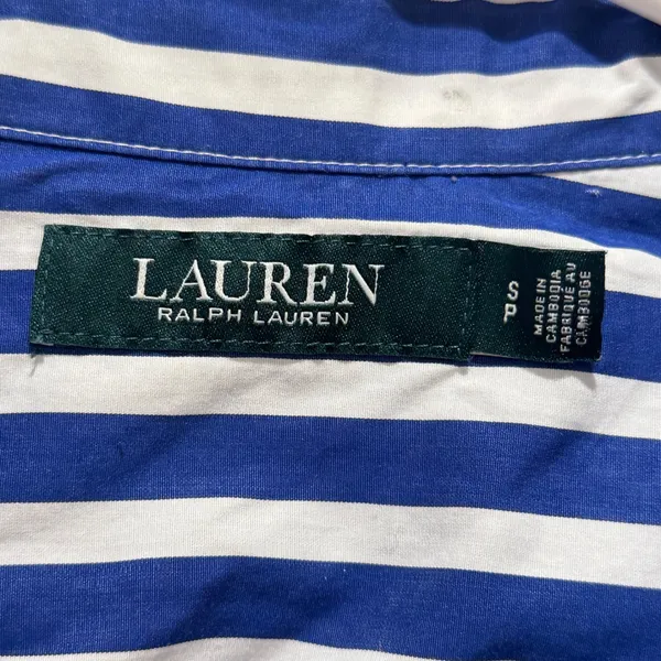 Lauren Ralph Lauren Tunic Women S Blue White Striped Lace Up Nautical Coastal‎ - Image 3
