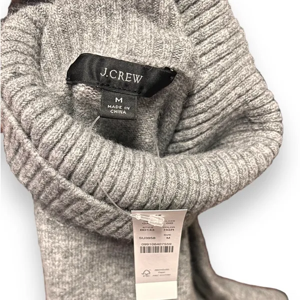 J.Crew Wool Blend Ribbed Turtleneck Sweater Merino Alpaca Gray Sz M - Image 7