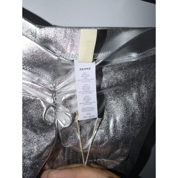 NWT SKIMS Metallic Swim V Waist Pant Size XXS Nickel 1 - Image 6