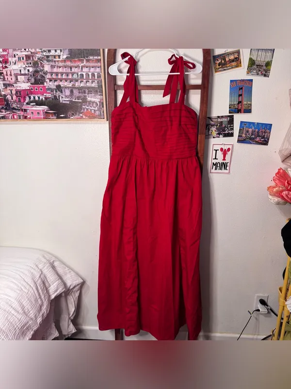 Abercrombie & Fitch Red Emerson Tie Strap Maxi Dress - Image 3