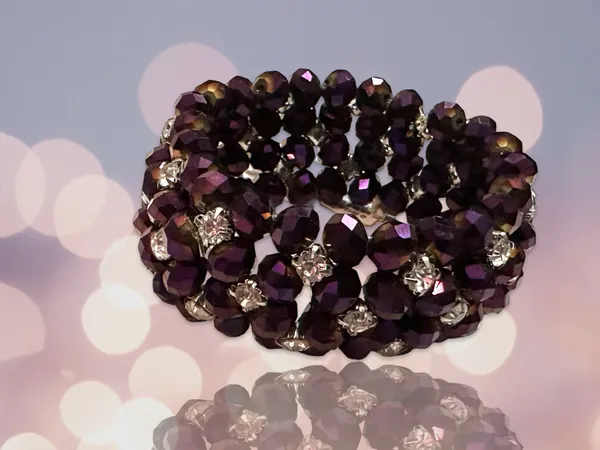Purple Faceted Glass Woven Bracelet - Image 2