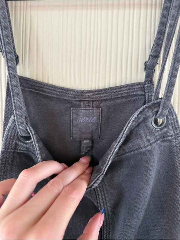 Aerie Denim Shortalls - Black - Image 3