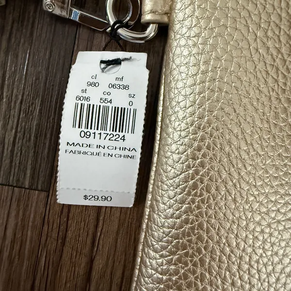 Express OS Gold Faux‎ Leather Wristlet Clutch Pebble Grain Zip Pouch Accessory - Image 7