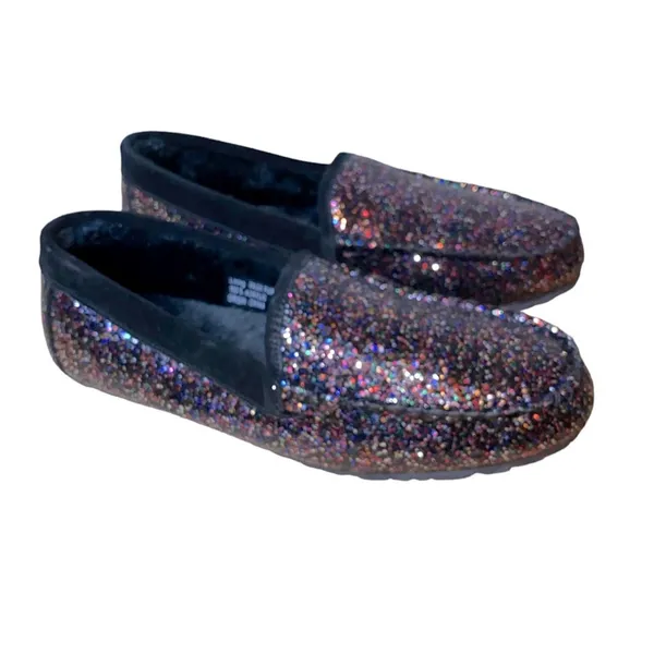 NWT Clarks Glitter Loafers Size 10M Sparkle Slip On Shoes‎ Faux Fur Lined - Image 3