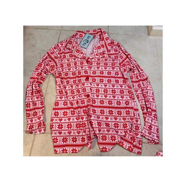 BH PJs BedHead Pajamas Womens Medium Red White Fair Isle Holiday Pajama Set NEW - Image 3