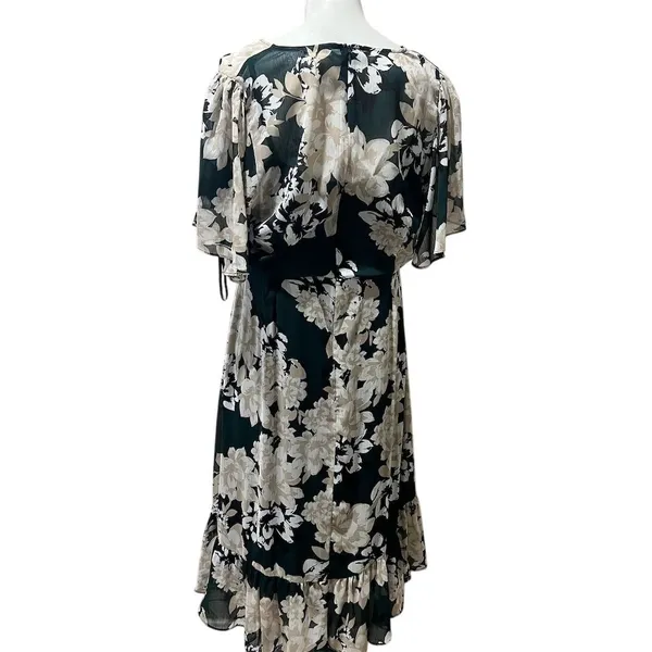Calvin Klein Women's Floral Wrap Midi Dress Black Size 14 Party/Cocktail - Image 3