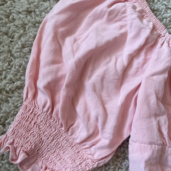 Kohl's Pink Puff Sleeve Smocked Blouse - Image 3