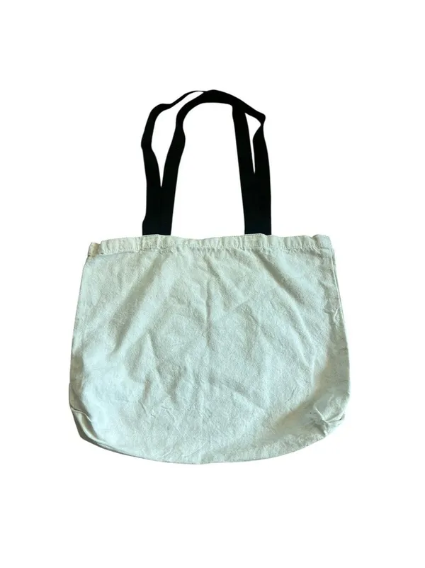 White Tote Bag Black Handles Bookman's Tucson Books - Image 2