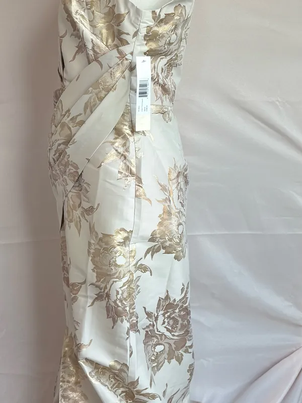 Kay Unger Ivory Dress with Gold Floral Jacquard - Image 4