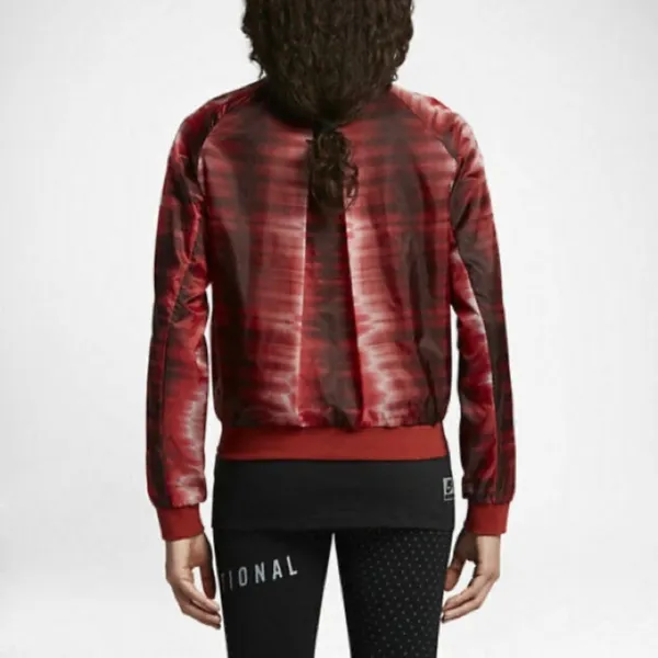 Nike International Women’s Sheer Mesh Bomber Jacket Red Black Size S - Image 13