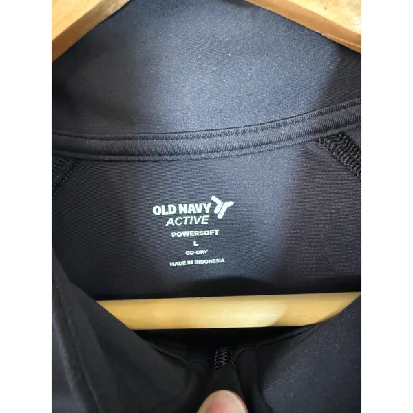 Old Navy Active PowerSoft Go-Dry Quarter Zip Cropped Pullover Black Womens Large - Image 2